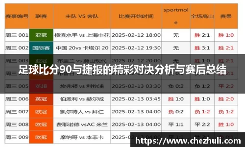 足球比分90与捷报的精彩对决分析与赛后总结